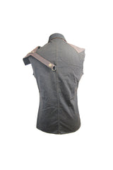 Black Twill Brown One Shoulder Armor Heat Seal Hasp Sleeveless Men's Punk Shirt - Product - 8