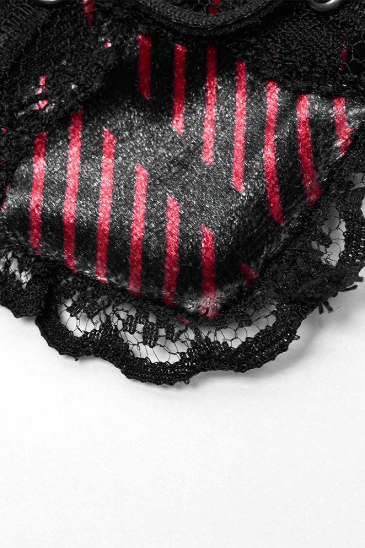 Black/Red Metal Skull Decoration Lace Heart Women's Gothic Eye Mask - Product - 9