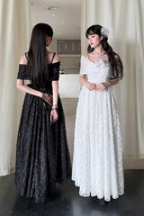 White [Moonlight] Off Shoulder Jacquard Embroidered Bow Gothic Lolita Jsk Dress - Product - 4