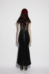 Black Embroidered Lace Lace-Up Slim Sheer Strappy Women's Gothic Corset - Product - 3