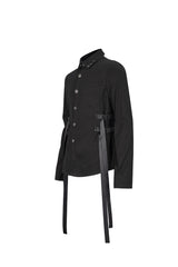 Black Nylon Strap Metal Buckle Decoration Long Sleeve Elasticity Men's Punk Shirt - Product - 8