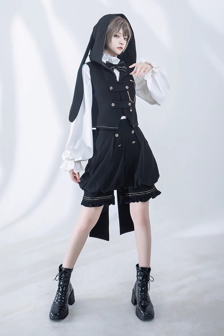 White Anxious Rabbit Long Sleeves Ouji Fashion Gothic Lolita Blouse - Product - 9