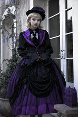 Black/Purple [Moonlit Return] Printed Boned Gothic Elegant Lolita Skirt - Product - 9
