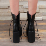 Black Platform Heel Classic Lolita Boots - Product - 6