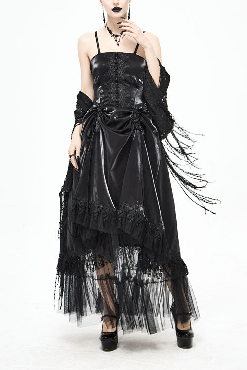 Black Gothic Tube Top Layered Womens Dress - Black - 1