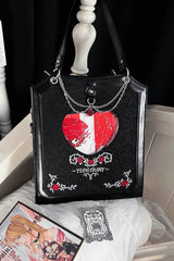 Black [Rose Thorns] Cut-Out Embroidered Chain-Decorated Gothic Lolita Itabag - Product - 3