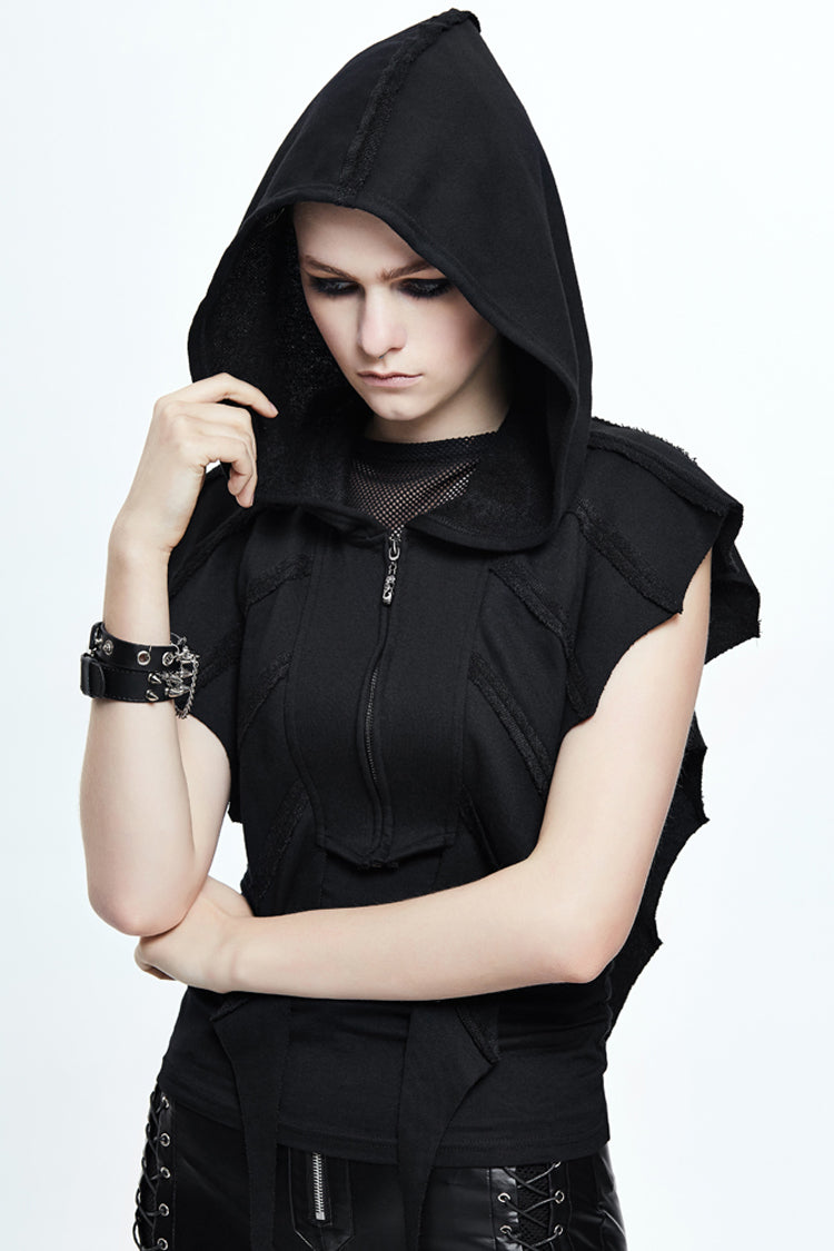 Black Bat Wings Women's Punk Hooded Cape - Product - 2