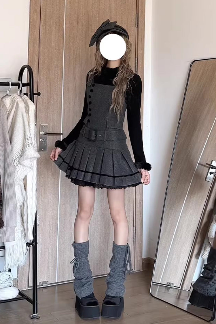 Grey [Letters & Poems · Grace] Ruffled Daily Elegant Classic Lolita Jsk Dress 2 Versions - Product - 10