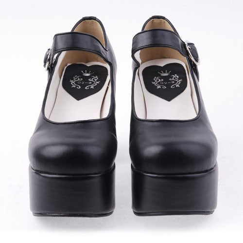 Black PU Round Toe Platform Lolita Shoes - Product - 3