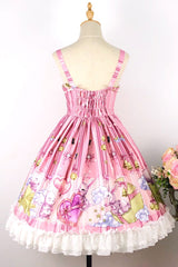 [Bunny Star Paradise] Sleeveless Print Ruffle Bowknot Lace Sweet Lolita Jsk Dress 4 - Product - 3