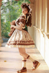 Sea Salt Fairy Tale Doll Short Sleeves Print Ruffle Bowknot Sweet Lolita Dress 2 Colors - Product - 4
