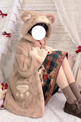 [Sleepy Bear] Long Sleeves Plush Thickened Hooded Sweet Lolita Coat 2 Colors - Product - 6