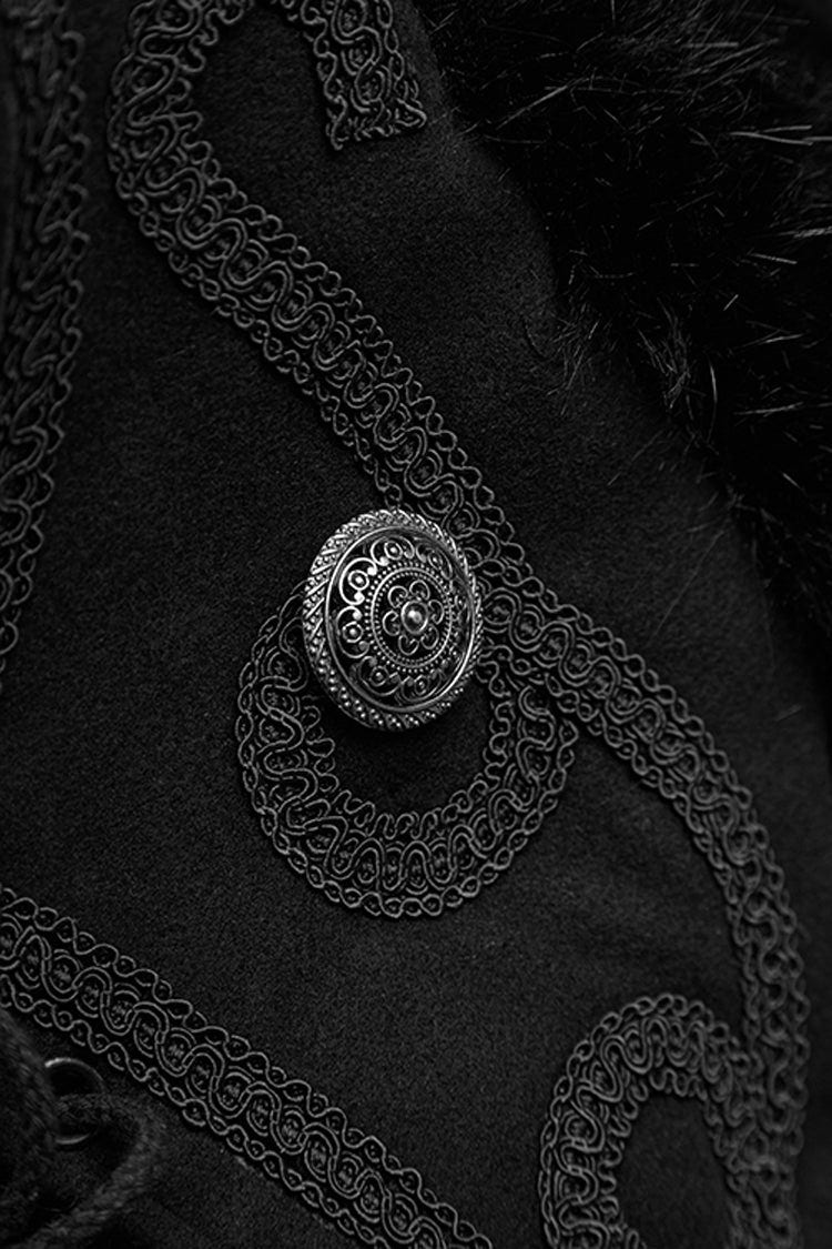 Black Hooded Long Fur Mens Gothic Cloak - Product - 10