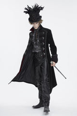 Black Embroidered Men's Gothic Palace Accessory Floral Feather Top Hat - Product - 8