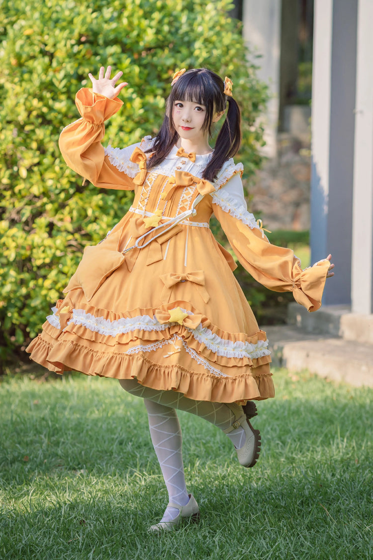 Multi-Color Long Sleeves Ruffle Embroidery Bowknot Sweet Lolita Dress 3 Colors - Product - 4