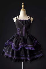 Black/Purple Seine River Multi-layer Ruffle Ballet Style Gothic Lolita Jsk Dress - Product - 3