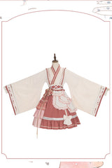Beige/Pink Wide Sleeved Multi-Layered Ruffle Sweet Lolita OP Dress - Product - 6