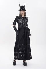 Black Eyelets Rivets Pentacle Horse-face Women's Punk Skirt - Product - 12