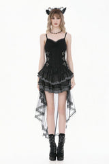 Black Women's Gothic Vintage Multi-Layered Ruffled Mesh Tail Skirt - Product - 5
