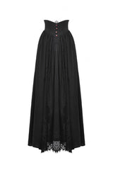 Black High Waisted Heart Embroidered Lace Women's Gothic Maxi Skirt - Product - 3