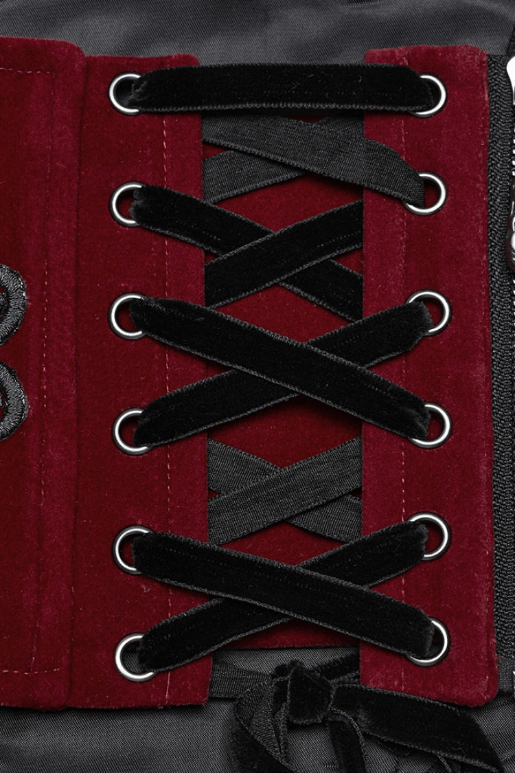 Embroidery Lace-Up Zipper Women's Gothic Corset 2 Colors - Product - 12