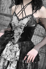 Black [Liquid Invasion] Halterneck Print Ruffle Gothic Lolita Jsk Dress - Product - 7