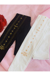 White Velvet Hot Stamping Printing Classic Lolita Pantyhose - Product - 2