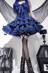 [Covenant Cross] Sleeveless Triple-Layered Ruffle Bowknot Lace-Up Gothic Lolita Jsk Dress 6 Colors - Product - 17