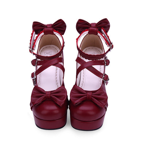 Bowknot Round-toe Sweet Lolita High Heel Shoes - Product - 8