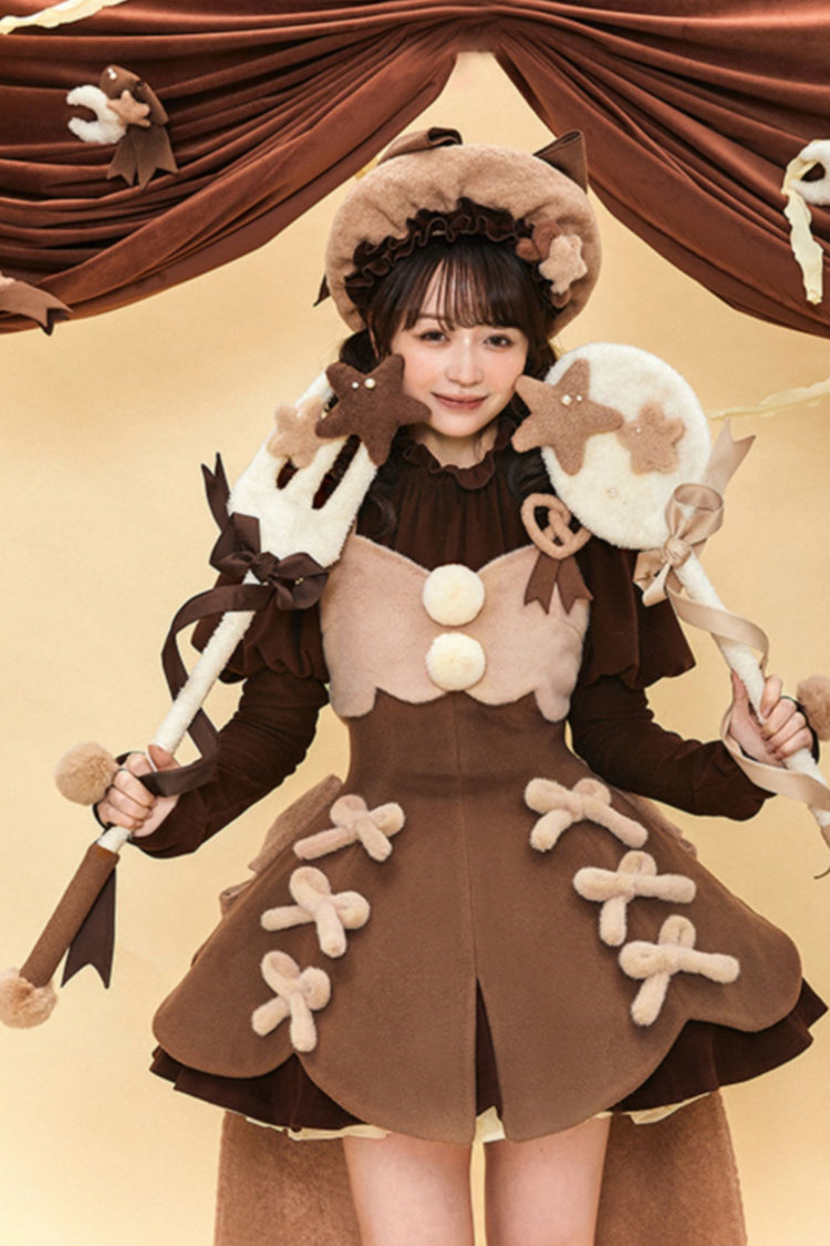 Stand Up Collar Long Sleeves High Waisted Thickened With Vest Sweet (Dress Only) detail view 17