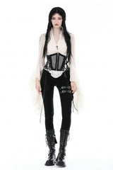 White V Collar Ruffled Long Trumpet Sleeves Women's Steampunk Blouse - Product - 5
