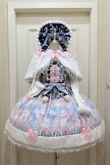 Dark Blue [Candy Mary Cat] Printed Ruffled Embroidered Bow Lace Sweet Lolita Jsk Dress - Product - 3