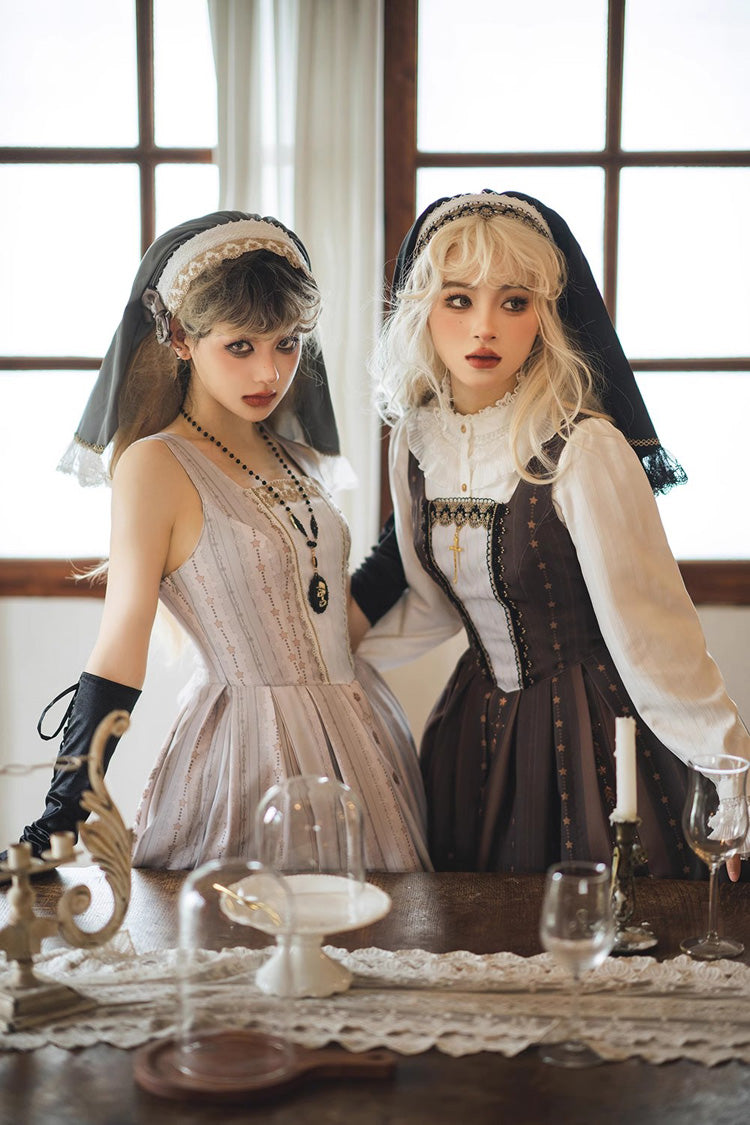 Demon Hunting Notes Print Ruffle Sweet Elegant Lolita Jumper Dress 2 Colors - Product - 17