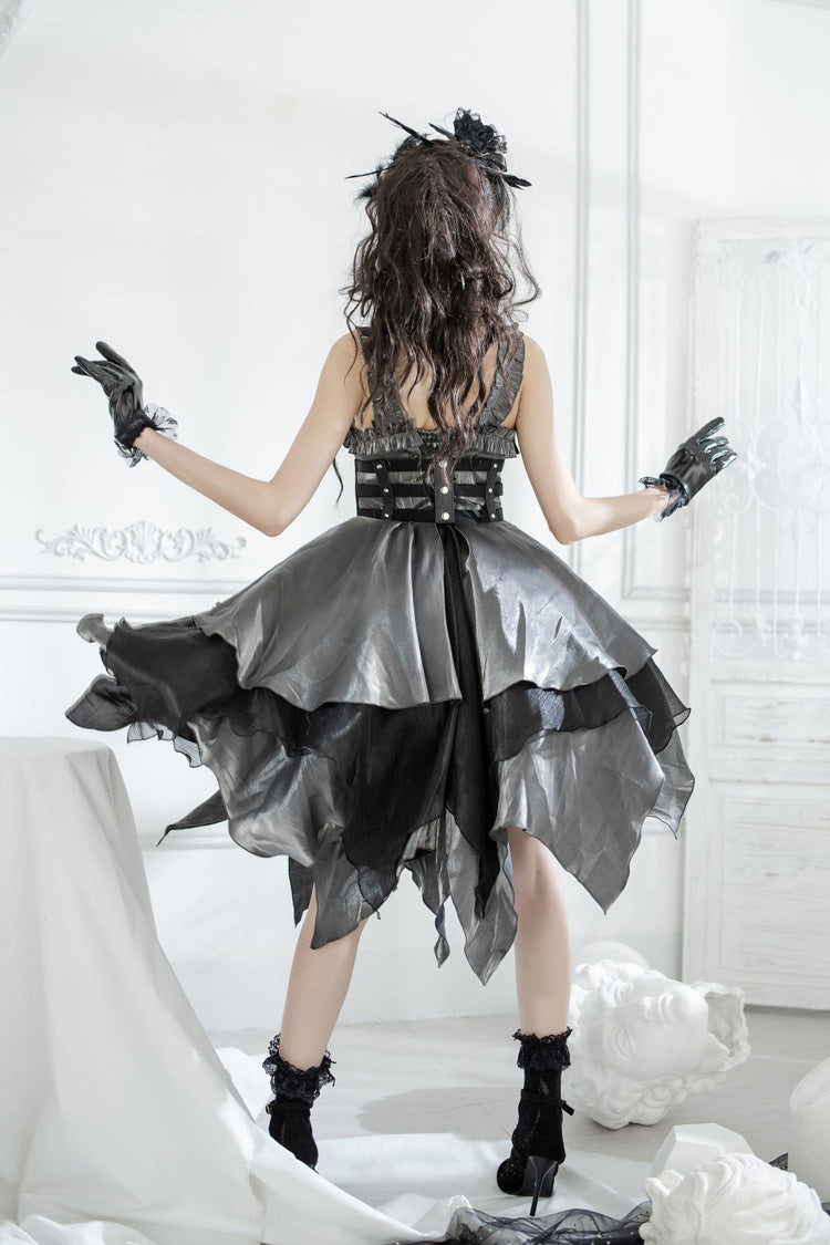 Silver/Grey [Seven Deadly Sins: Lust] Multi-Layered Irregular Gothic Lolita Jsk Dress - Product - 8
