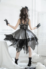 Silver/Grey [Seven Deadly Sins: Lust] Multi-Layered Irregular Gothic Lolita Jsk Dress - Product - 8