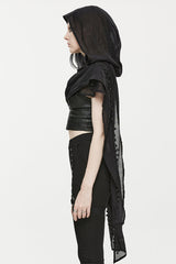 Star Print Hollow Hooded Women's Gothic Scarf 2 Colors - Product - 2
