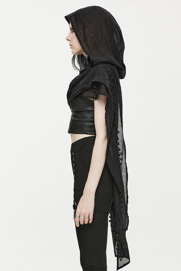 Star Print Hollow Hooded Women's Gothic Scarf 2 Colors - Product - 2