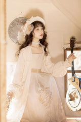 White Chinese Style Bronzing Flower Embroidery Sweet Lolita Jsk Dress - Product - 12