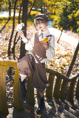 Coffee Brown Cute and Handsome Secret Morning Post Series Ouji Lolita Vest - Product - 7