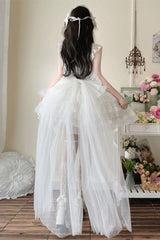 White [From Broken Wings to Rebirth] Sleeveless Multi-Layered Ruffle Bowknot Lace-Up Gothic Ballet Lolita Jsk Dress - Product - 6