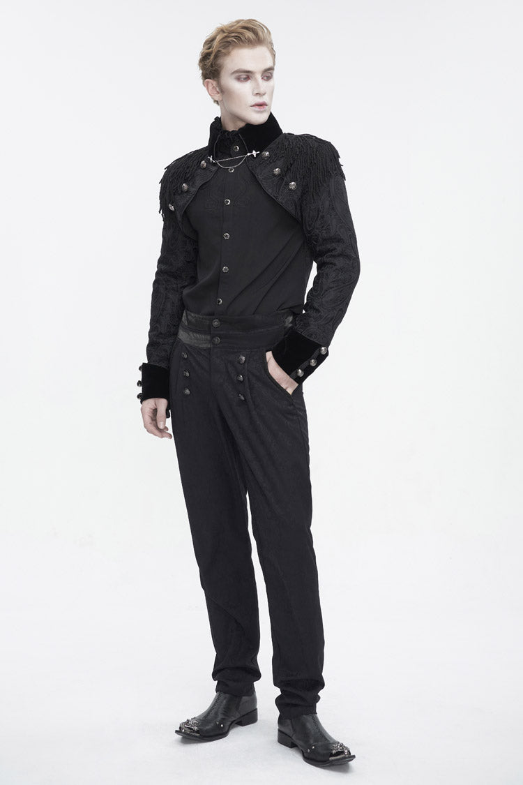 Black Tassels Swallow Tailed Men's Gothic Jacket - Product - 5