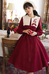 Tulip Long Puff Sleeves Embroidery Slim Sweet Lolita Coat 2 Colors - Product - 7
