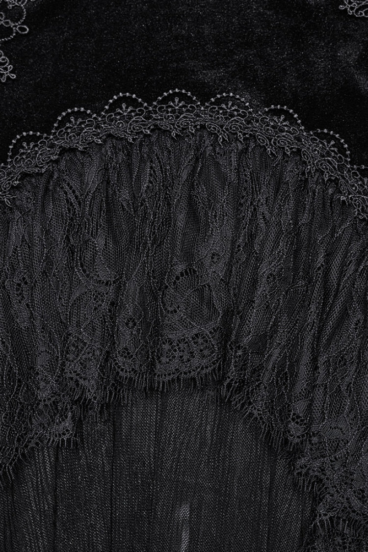 Black Ruffle Stitching Lace Women's Gothic Fishtailed Skirt - Product - 6