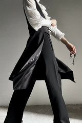 Black V Collar Sleeveless Slim Asymmetric Swallowtail Prince Gothic Ouji Lolita Long Vest - Product - 5
