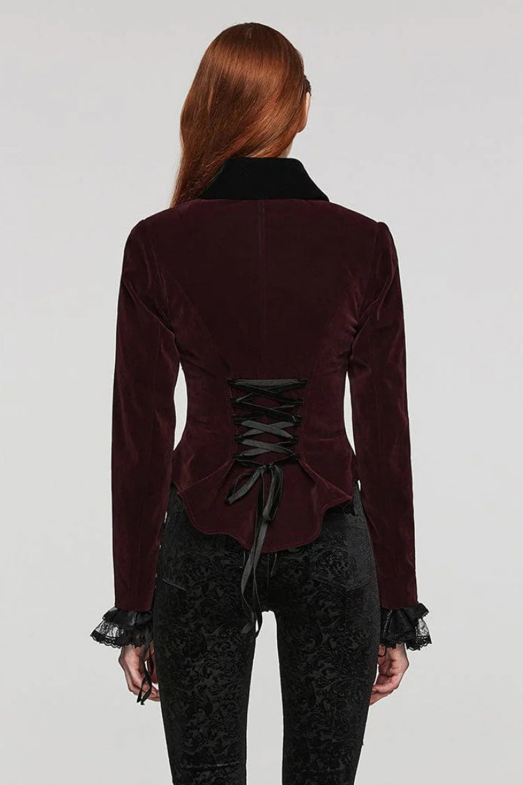 Women's Large Lapel Collar Long Sleeves Slim Tuxedo Gothic Coat 2 Colors - Product - 12