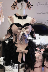 Black/Pink [Blackberry Lover] Multi-Layered Lace Sweet Princess Lolita Skirt Set - Product - 3