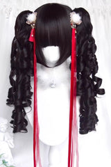 Black Multi-Layered Roman Curl Twin Tails Sweet Lolita Wig - Product - 5