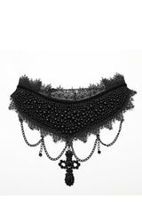 Black Cross Bead Women's Gorgeous Gothic Choker - Black - 1