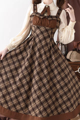 Brown [Broken Pocket Watch] Sleeveless Printed Spliced Detective-Style Classic Lolita Jsk Dress - Product - 3