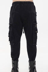 Black Punk Basic Funds Metal Pentagram Crackle Men's Pants - Product - 8